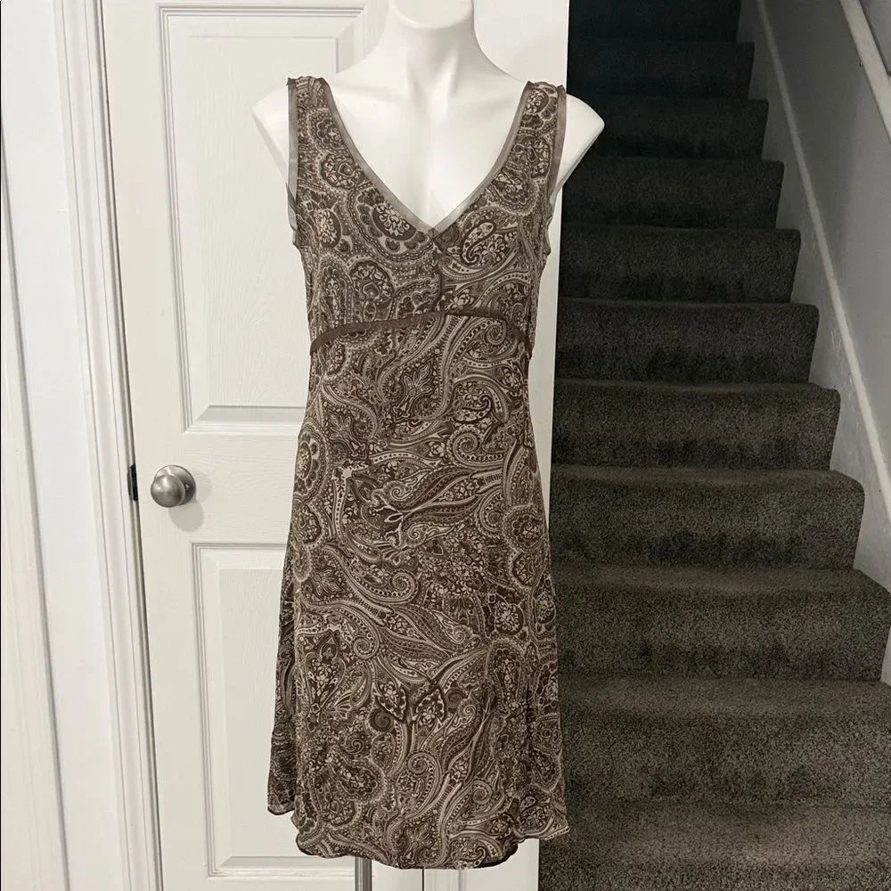 Old Navy Y2K Brown Paisley Midi Dress Size 8